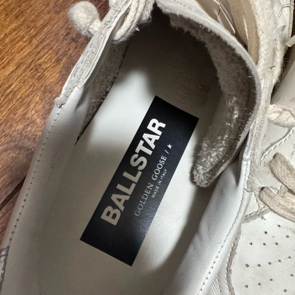 Golden Goose Ball Star Sneakers in Cream and White - Picture 6 of 7